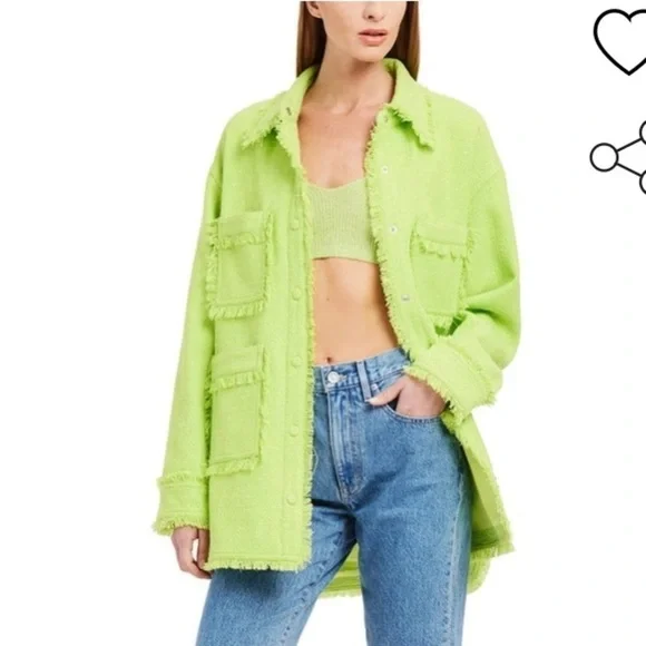Apparis- NWT Lime Green Callie Tweed Shirt Jacket - Picture 3 of 7